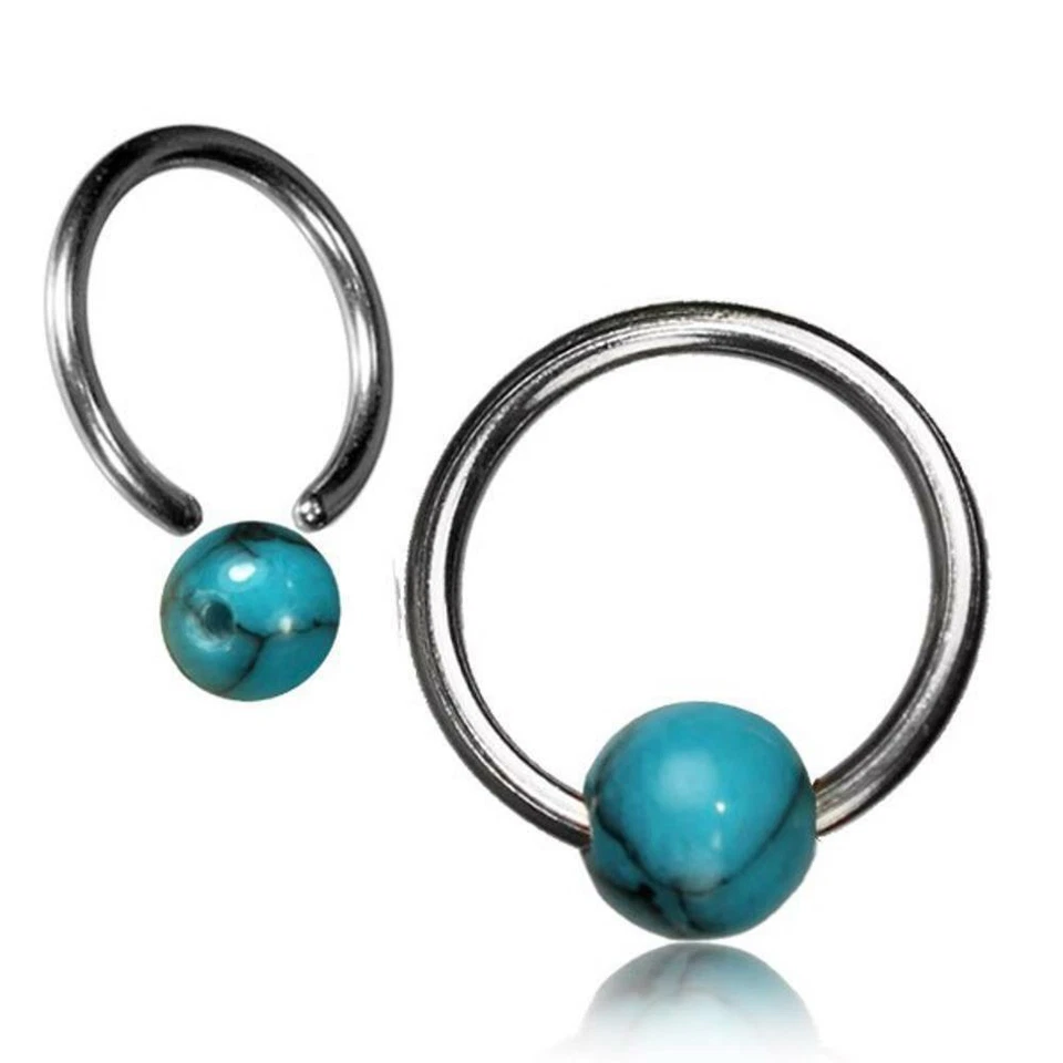 Turquesa Universal Piercing Sujeción Bola Anillo Plata Bola Tabique Hélice Tragus Foto 1 de 1