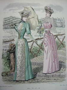 13 / Grabado De Moda 1890 Grande Formato 36x26 - Imagen 1 de 3