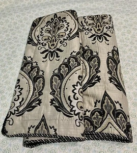 King Pillow Shams Michael Armini Black Beige Tapestry Zip 20" x 36" - Picture 1 of 5