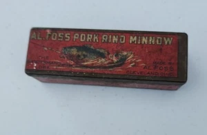 Al Foss Pork Rind Minnow Cleveland Lure Tin Box  - Picture 1 of 5