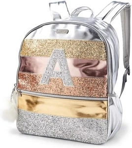 Justice Initial Backpack Letter "J" Adjustable Strap Glitter Stripe New - Bild 1 von 5