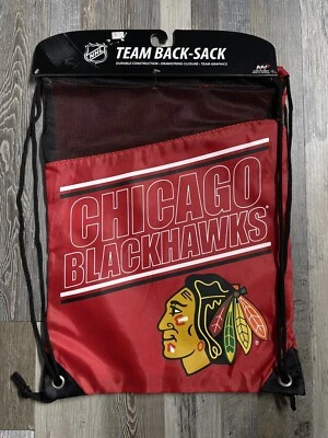 NEW Chicago Blackhawks Back Sack Drawstring Bag Tote NHL Backpack Lightweight - Image 1 of 4