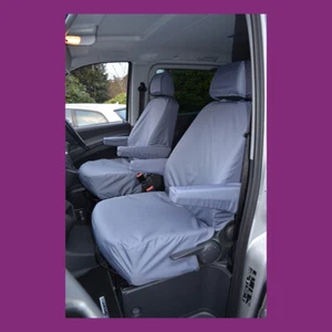 Par de fundas de asiento delanteras gris impermeables para furgoneta Mercedes Vito 2003-2015 a medida - Imagen 1 de 2