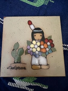 DE GRAZIA LITTLE FLOWER BOY TILE AUTHENTIC - Picture 1 of 2