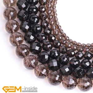 AAA Dark Brown Smoky Quartz Natural Faceted Round Loose Spacer Beads Strand 15" - Picture 1 of 40