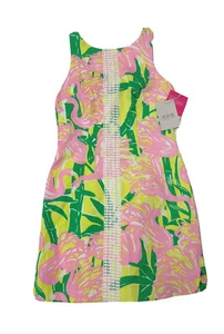NWT Lilly Pulitzer By Target Large Flamingo Fan Dance Shift Dress Women’s 6 - Picture 1 of 8