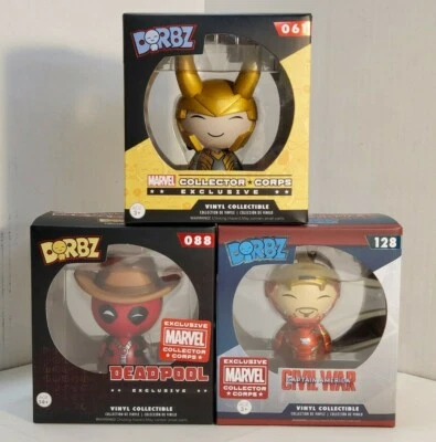 Funko Dorbz - Marvel Collector Corps Exclusives - Deadpool, Loki, Iron Man - Image 1 of 2
