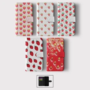 CASE FOR IPHONE 16 16E 15 14 12 12 SE WALLET FLIP PHONE COVER BERRIES STRAWBERRY - Picture 1 of 7