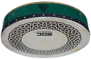 GREEN Celtic Circle Design BODHRAN DRUM Irish 18" Bag and tipper Included - Picture 1 of 6