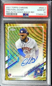 2021 TOPPS CHROME Cristian Javier #/50 AUTO RC GOLD REFRACTOR ROOKIE PSA 10 POP3 - Picture 1 of 5