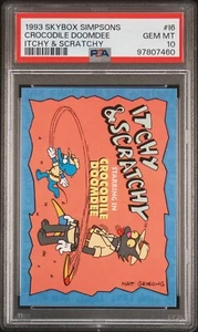 1993 Skybox Simpsons Itchy & Scratchy Crocodile Doomdee I6 PSA 10 (Pop 3) - Picture 1 of 2