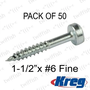 KREG - ZINK TASCHENLOCHSCHRAUBEN PAN HEAD FEIN 38MM 11/2" SPS-F150-50 EUR - Bild 1 von 1