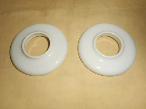 Vintage White Porcelain Round Plumbing Faucet Pipe Escutcheon Ring Rings (2) Cover