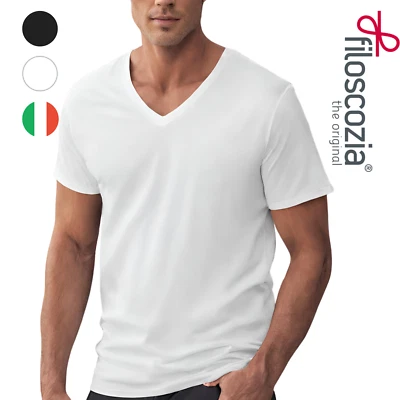 Maglia intima uomo intimo TAGLIE FORTI filo scozia cotone maglietta scollo a v - Immagine 1 di 2