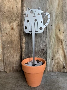 GATO GATITO PLANTA MACETA MACETA DE ESTACA JARDÍN ACERO ESPIGA DECORACIÓN REGALO 3 - Imagen 1 de 3