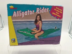 Vintage 79” SUNCO Inflatable Alligator Rider Pool Toy N-8307 - New Damage Box - Picture 1 of 4