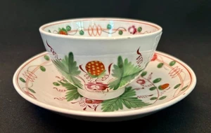 Antike weiche Paste Porzellan ERDBEERTASSE & UNTERTASSE handbemalt EXQUISIT! - Bild 1 von 6