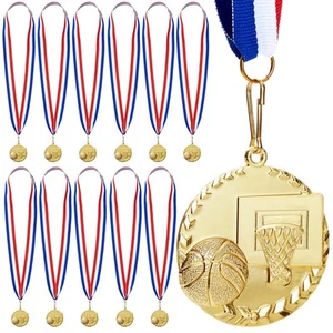12 Pack Gold Basketball Medals for All Ages, 2" Team Awards, Sports Party Favors - Picture 1 of 10