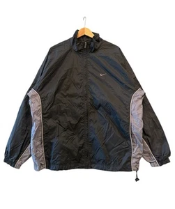 Giacca a vento Nike vintage taglia large full zip nera grigia leggera Y2K - Foto 1 di 4