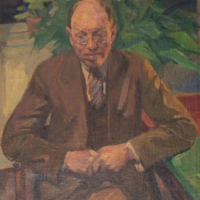 Mänerporträt sitzender Mann unleserlich signiert Öl auf Leinwand - Bild 1 von 4