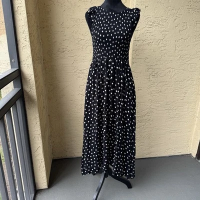 Free People в горошек миди платье Sz S/P черный со сборками карманы богемное новый с Ярлыками - Изображение 1 из 4