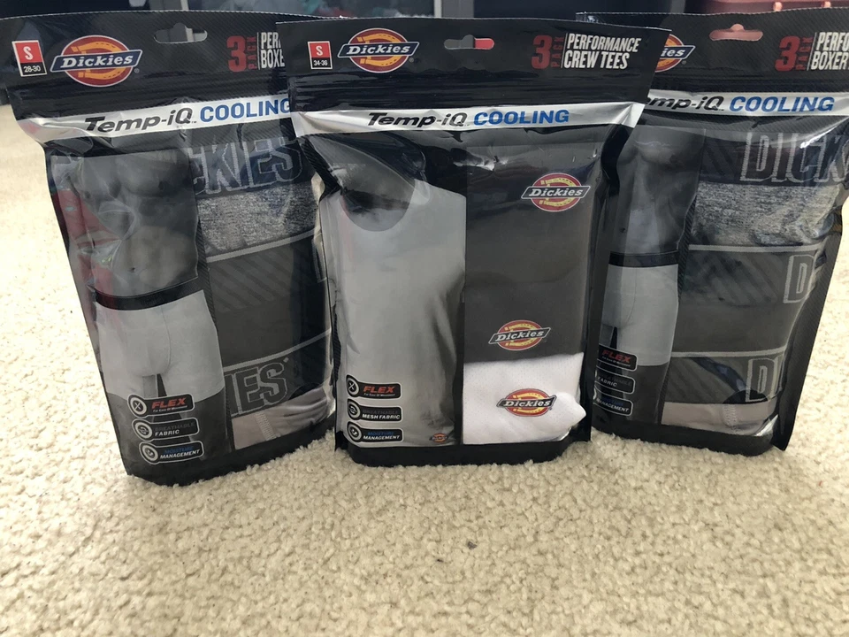 Lote de calzoncillos boxer y camisetas de rendimiento Dickies Performance para hombre talla pequeña Foto 1 de 4