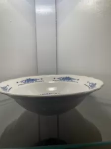 MAYHILL Federalist Ironstone Serving Bowl 9 1/4" Round Blue Floral Scalloped - Picture 1 of 3