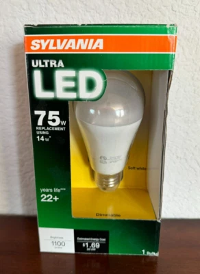 Sylvannia Ultra LED 75W Replacement Using 14W 1100 Lumens Bright - 22+ Year Life - Image 1 of 4