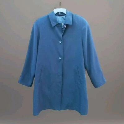 LONDON FOG MAINCOATS TRENCH WOMENS SZ M REG BLUE COLLAR SINGLE BREASTED BUTTON - Image 1 of 4