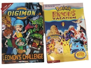 DIGIMON LEOMONS CHALLENGE & POKEMON PIKACHUS VACATION SCHOLASTIC BOOKS 1990S - Imagen 1 de 6