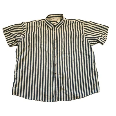 NATURAL ISSUE green/ beige STRIPED  cotton button down shirt- size 3X - Image 1 of 3