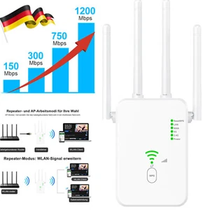 Wireless WLAN Repeater WLAN Verstärker Integrierte Steckdose 300-1200 Mbit/s - Bild 1 von 17