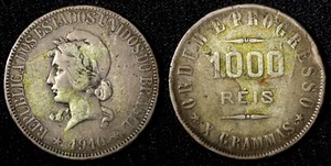 BRAZIL Silver 1910 1000 Reis Toned KM# 507 (27 464) - Picture 1 of 3