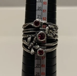 Or Paz Sterling Gemstone Textured Ring, Rhodolite Size 11 - Picture 1 of 4