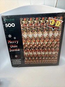 Springbok 3D Sensations Merry Olde Santa 500 Piece Puzzle New SEALED 1994  - Picture 1 of 7