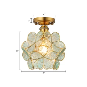 Tiffany Floral Glass Shade Flush Mount Light Creative Ceiling Lamp Girls Room - Picture 1 of 14