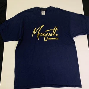 Vintage Marquette Golden Eagles Mens Large T Shirt Blue NCAA Embroidered - Picture 1 of 4