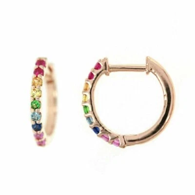 1.5CT Round Cut Lab Created Rainbow Earrings Gold Plated - Image 1 of 4