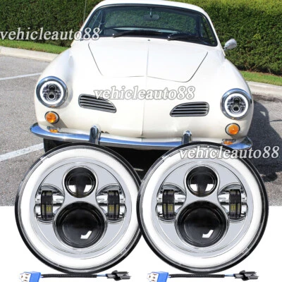 Faros LED redondos DRL alto/bajo 2 piezas aptos para VW Karmann Ghia 1967-1974 Foto 1 de 4
