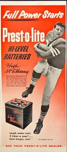 Baterías Prest-o-Lite San Francisco 49'ers Hugh McElhenny anuncio impreso de colección 1955 - Imagen 1 de 6