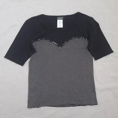 Sonia Rykiel Womens T-Shirt Blouse Size 2 Small Sequin Cotton Striped Top - Image 1 of 4