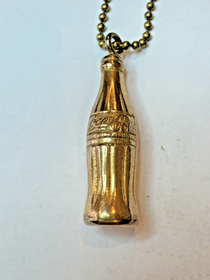 Miniature Coca-Cola Bottle Keychain - Gold  1.5" Tall - Image 1 of 2