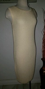 ST. JOHN sport Knit beige ivory Dress size Small sleeveless knee lenght - Picture 1 of 9