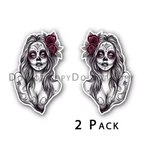 Dia de los Muertos stickers 2 pack of Decals Day of the Dead Sugar Skull #34117 - Picture 1 of 2