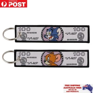 Tom & Jerry Cartoon Keychain Keyring Double Sided Embroidered Key Tag Xmas Gift - Picture 1 of 1
