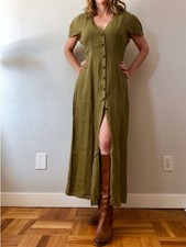 green linen dress zara