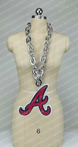 New MLB ATLANTA BRAVES SILVER Jumbo Big Fan Chain Necklace Foam MI USA - Picture 1 of 3