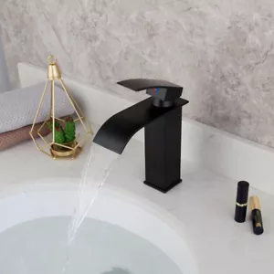 Grifo mezclador fregadero lavabo negro tocador grifos orificio de mango único - Imagen 1 de 10