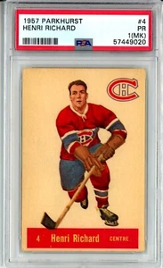 1957-58 Parkhurst #M4 Henri Richard RC - Montreal Canadiens - PSA PR 1 (MK) - Picture 1 of 2