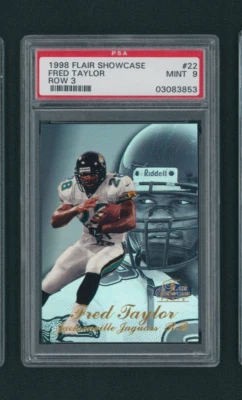 1998 Flair Showcase Fred Taylor Row 3 ROOKIE RC #22 PSA 9 MINT JACKSONVILLE JAGS - Image 1 of 2